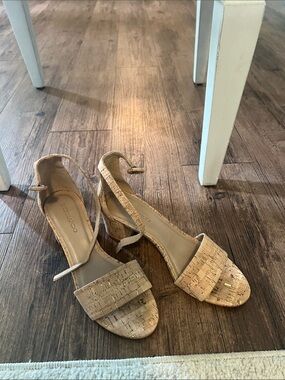 Bernardo Cork Block Heel Sandals - Natural Tan